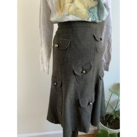 Moschino Cheap & Chic Green Wool Military Skirt US - Picture 2 of 4